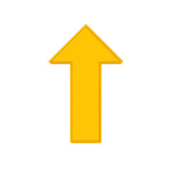 Bright yellow upward arrow symbol on transparency background, representing direction or progress. arrow is simple and bold, conveying sense of movement and positivity