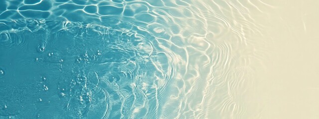 Abstract Ripple Effect in Clear Cyan Water Surface with Light Reflections Pattern
