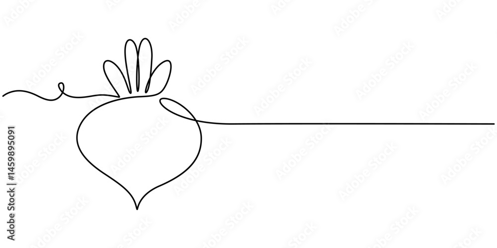 Poster continuous one line drawing of beetroot vegetable. beetroot single line art vector illustration. edi