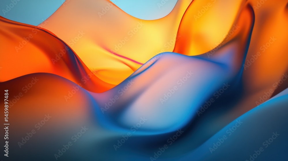 Poster abstract orange and blue gradient background with soft blurred design for digital art projects