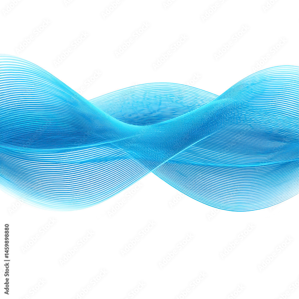 Poster dynamic, flowing blue wave pattern creates sense of movement and energy against transparency backgro