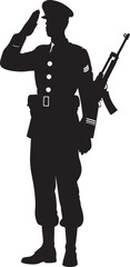 Naklejka premium Silhouette Soldier Saluting With Rifle Vector Illustration