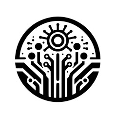 Fototapeta premium Abstract Tech Icon: Circuit Board Design in Minimalist Style