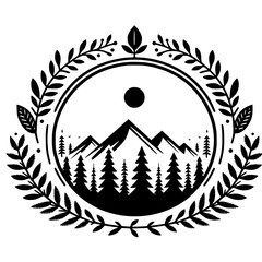 Minimalist Black & White Mountain Landscape Logo Design