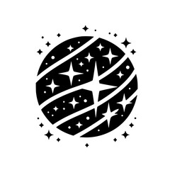 Celestial Sphere Icon: Minimalist Black & White Starry Design