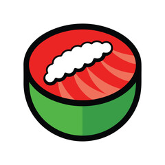 Cartoon Sushi Icon Tuna Rice Bowl