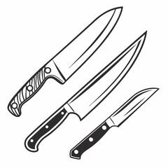 Kitchen knives vector icon set