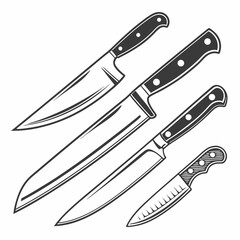 Obraz premium Kitchen knives vector icon set