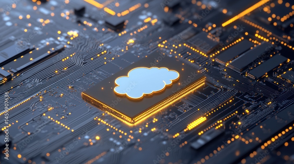 Poster cloud computing data storage server technology digital circuit board