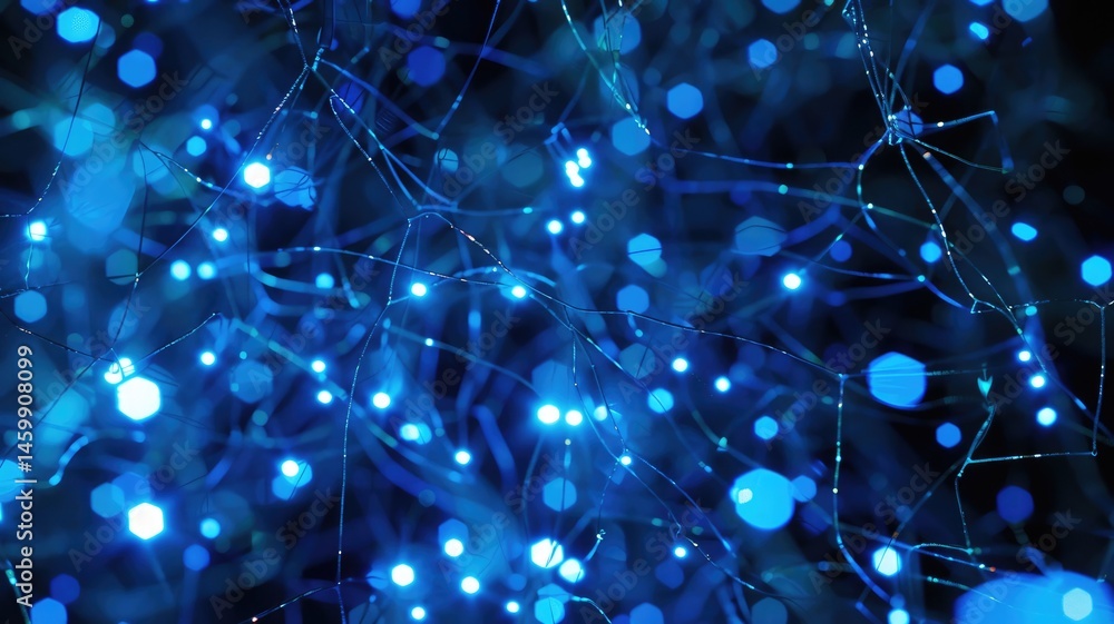 Aufkleber this stunning image features blue lights creating an organic communication network, highlighting the