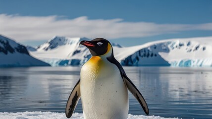 Fototapeta premium Majestic Emperor Penguin on Ice