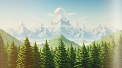 Fototapeta premium Symmetrical Mountain Range with Artificially Enhanced Peaks