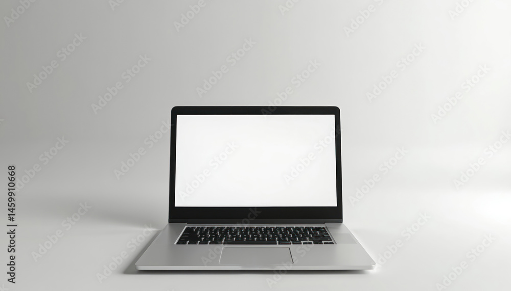 Poster laptop mock up with blank screen on white background. modern design for presentation, display. digit