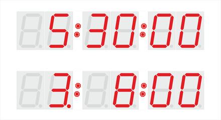Vector drawing of electrical device - 
digital electronic led real-time clock
with lcd display, led indicator
isolated on white background.
Counter timer of hours, minutes and seconds.