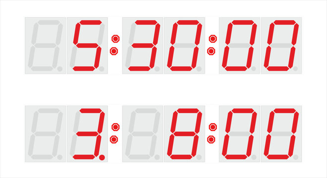 Vector drawing of electrical device - 
digital electronic led real-time clock
with lcd display, led indicator
isolated on white background.
Counter timer of hours, minutes and seconds.