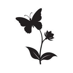 Butterfly Dancing Over Blooming Flower