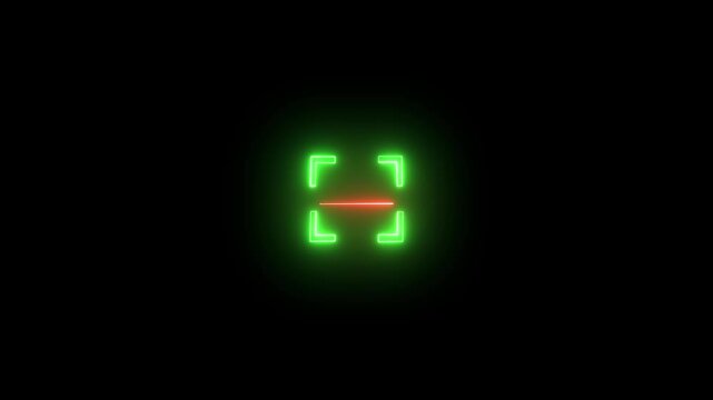 Glowing neon line Case study icon with magnifying glass sign animation. Neon search result icon.