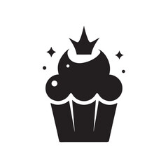 Cupcake With Crown And Sweet Topping