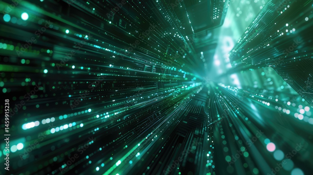 Aufkleber an artistic visualization of digital technology featuring vibrant light effects and intricate patter
