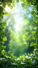 Sunlit foliage, vibrant green leaves