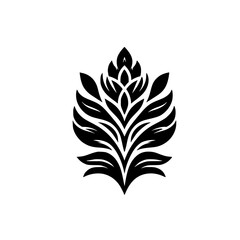 Obraz premium Elegant Black & White Floral Ornament on White Background