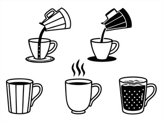 mug icon set sihouette black vector bundle