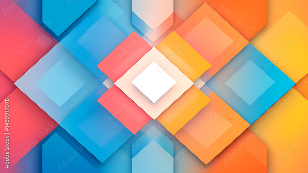 Poster colorful overlapping translucent squares abstract background