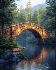 Fototapeta premium Tranquil scene with bridge and water high resolution image