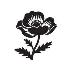 Anemone Flower Silhouette – Minimalist Black Vector for Laser Cutting and Craft Design

