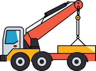 Crane Truck Vector Illustration on Transparent Background