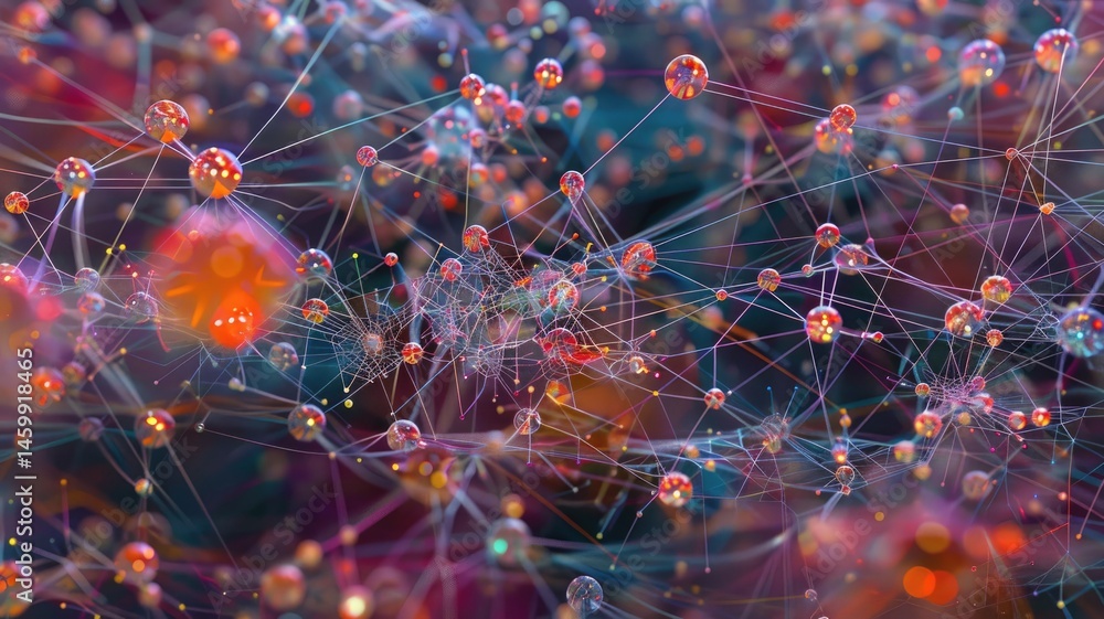 Poster abstract polygon data connect in seamless pattern with digital technology style design. particle con