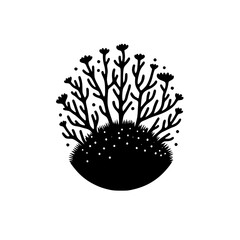 Black and White Botanical Silhouette: Minimalist Nature Icon