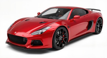 Vibrant Red Sports Car in Professional Studio Setting with Clean Background