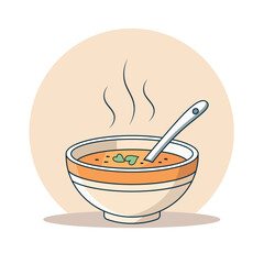 Hot Soup Bowl Illustration – Warm Comfort Food Concept