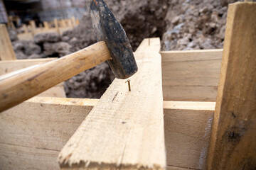Preparation of foundation formwork for pouring rubble concrete