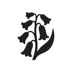 Bluebell Flower Silhouette – Minimalist Black Vector for Laser Cutting and Crafting

