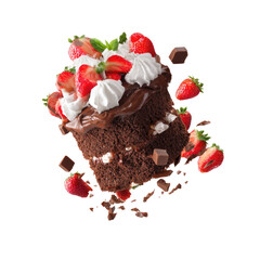 Chocolate Fudge Birthday Cake Adorned With  isolated on a transparent background