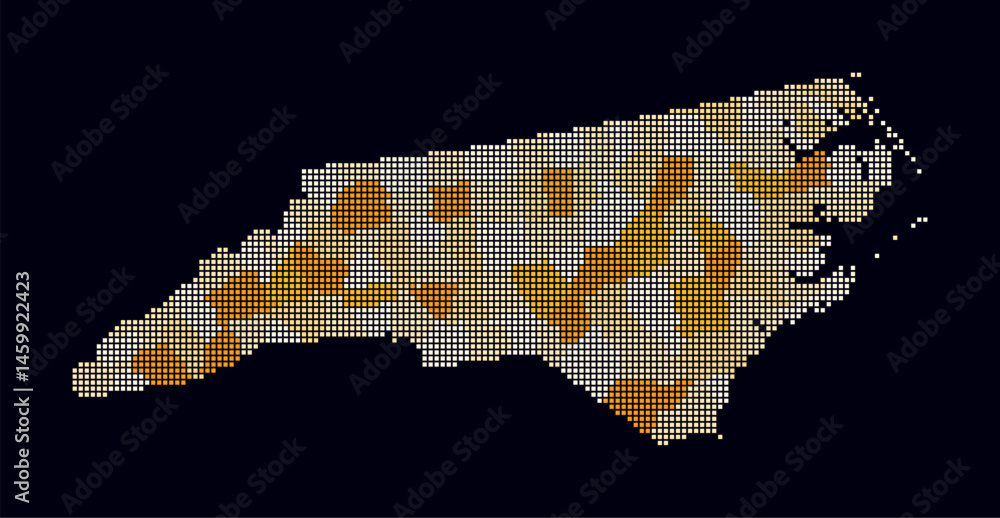 Poster north carolina dotted map. digital style map of the state on dark background. north carolina shape w