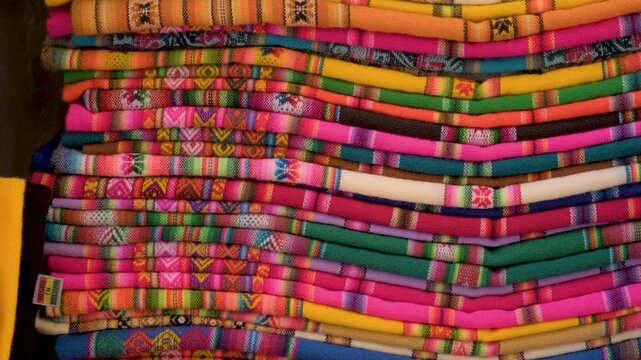 aymara textiles called aguayo of many colors for wallpaper and tourism in bolivia - concept of craftsmanship