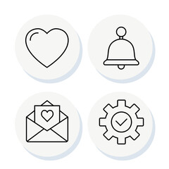 Minimal Heart, Bell, Mail and Gear Icons – Notifications and Settings