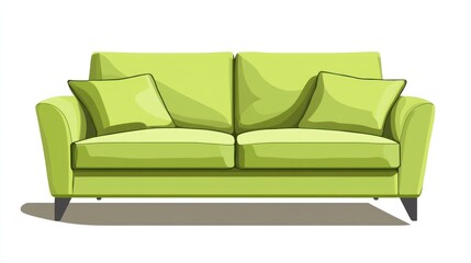 Fototapeta premium Lime Green Sofa Illustration: Modern Comfort and Style