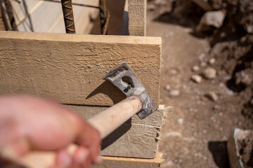 Preparation of foundation formwork for pouring rubble concrete