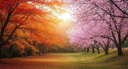 Colorful trees autumn and spring landscape