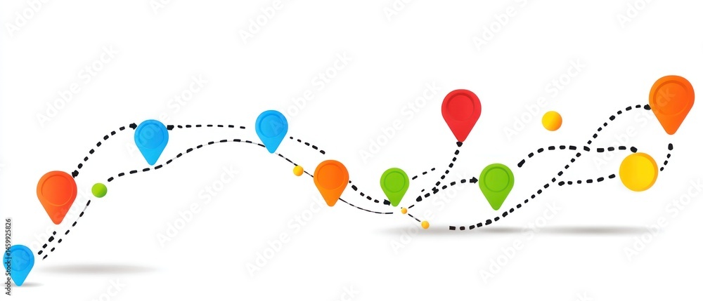 Poster colorful route map: a journey of connection and navigation