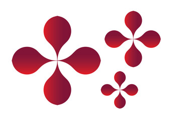 Stylized red flower vector design.  Red Colorful red 3 petals vector icon design eps 10.