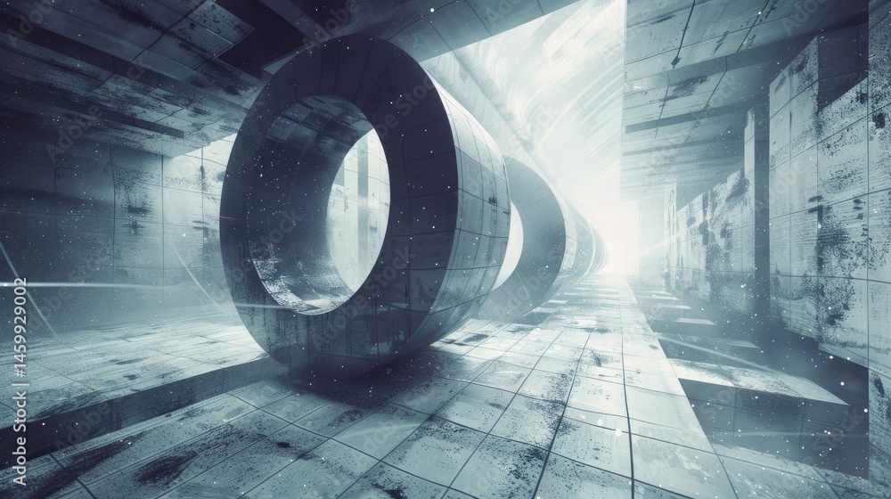 Poster explore an abstract visualization illustrating the concept of the 4th dimension. this artwork combin