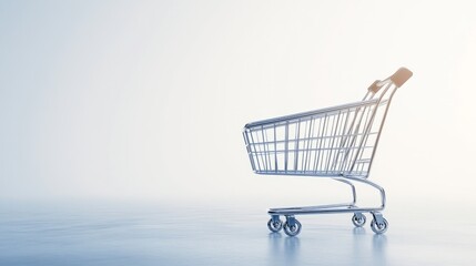 E-commerce Symbol: Empty Chrome Wireframe Shopping Cart