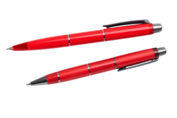 Two red pens isolated on a transparent background