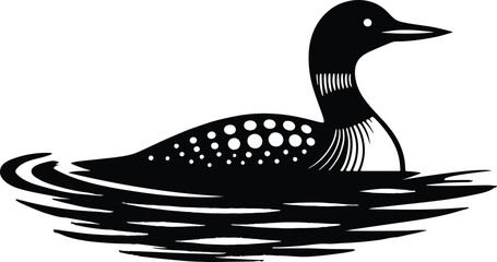 Obraz premium Loon bird silhouette on water