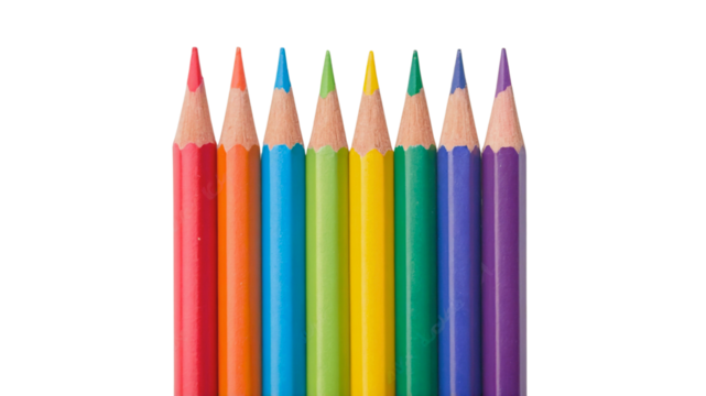 Color pencils isolated on transparent background